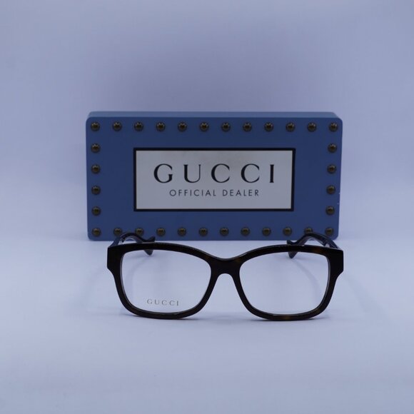 Gucci GG1259OA 002 Rectangle 55mm Eyeglasses - Dark Havana - Picture 3 of 11